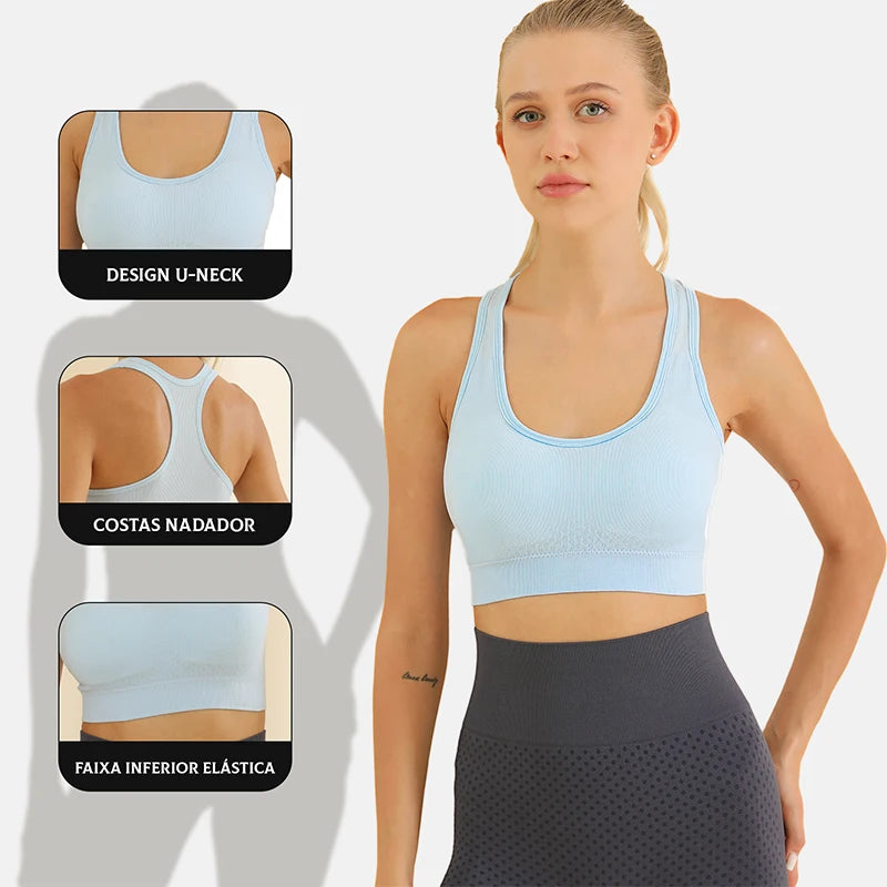 Top Esportivo Feminino Push Up – Sutiã Shockproof Respirável