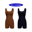 Macacão de Yoga Feminino Sem Costura com Costas Abertas