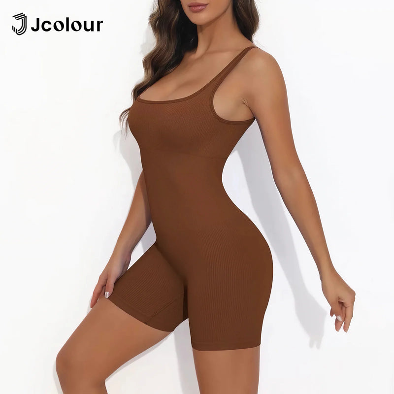 Macacão de Yoga Feminino Sem Costura com Costas Abertas