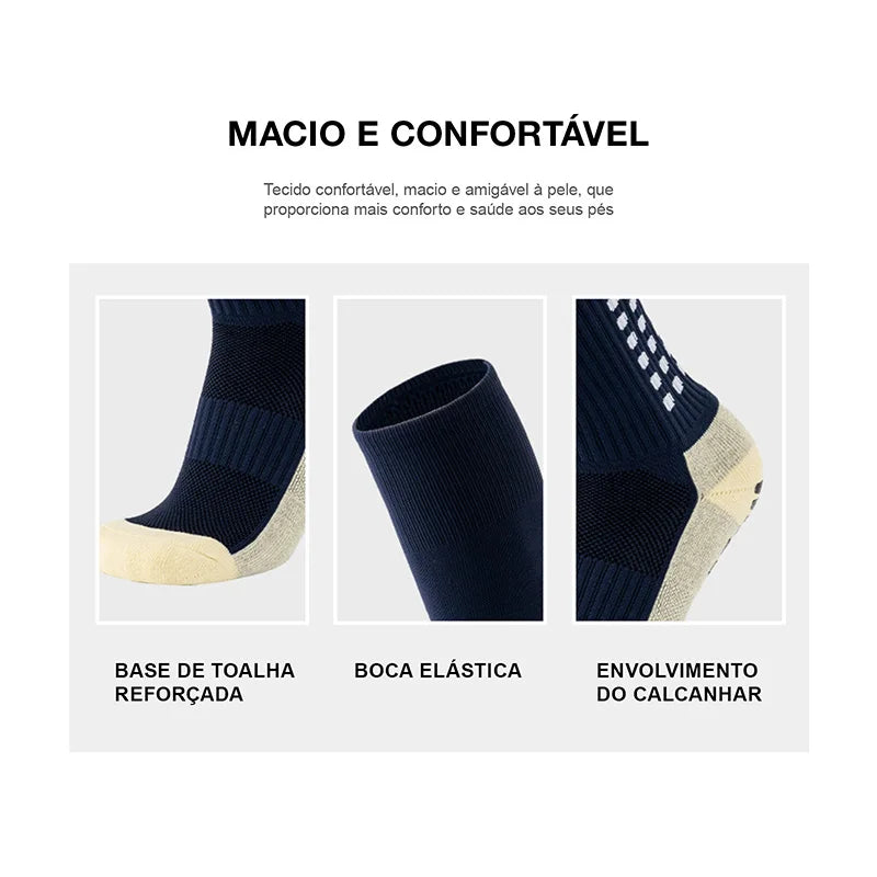 Meias Esportivas Cano Alto Antiderrapantes
