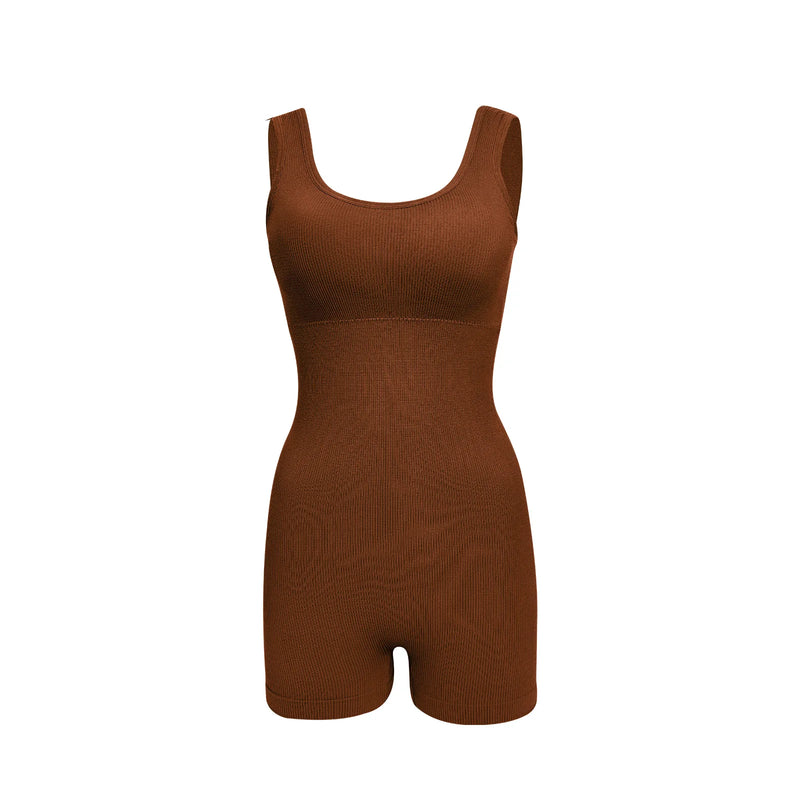 Macacão de Yoga Feminino Sem Costura com Costas Abertas