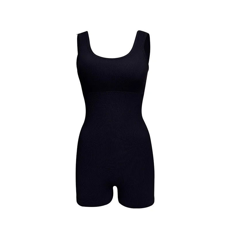 Macacão de Yoga Feminino Sem Costura com Costas Abertas