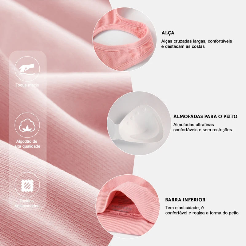 Top Esportivo Feminino Push Up – Sutiã Shockproof Respirável